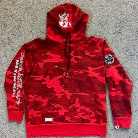 URSUS IZZUE BAPE by Bathing Ape Other - Bathing Ape URSUS IZZUE BAPE Basic Sweat Red Camo Hoodie Full Zip Sz XL - EUC